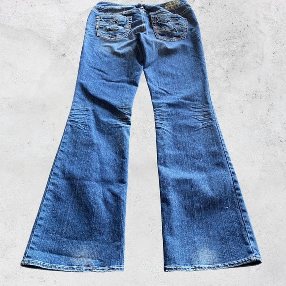 Silver Jeans 29 x 33 Aiko Bootcut Medium Wash Distressed Denim Jeans Low Y2k - Picture 4 of 8